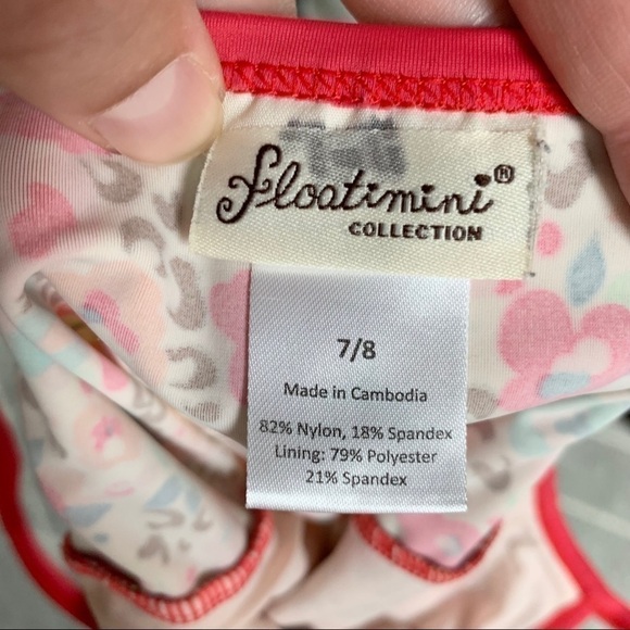 FloatiMini Coral Floral One Piece Bathing Swimsuit - Picture 4 of 5